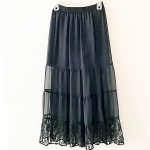 Sheer Black Lace Maxi Skirt